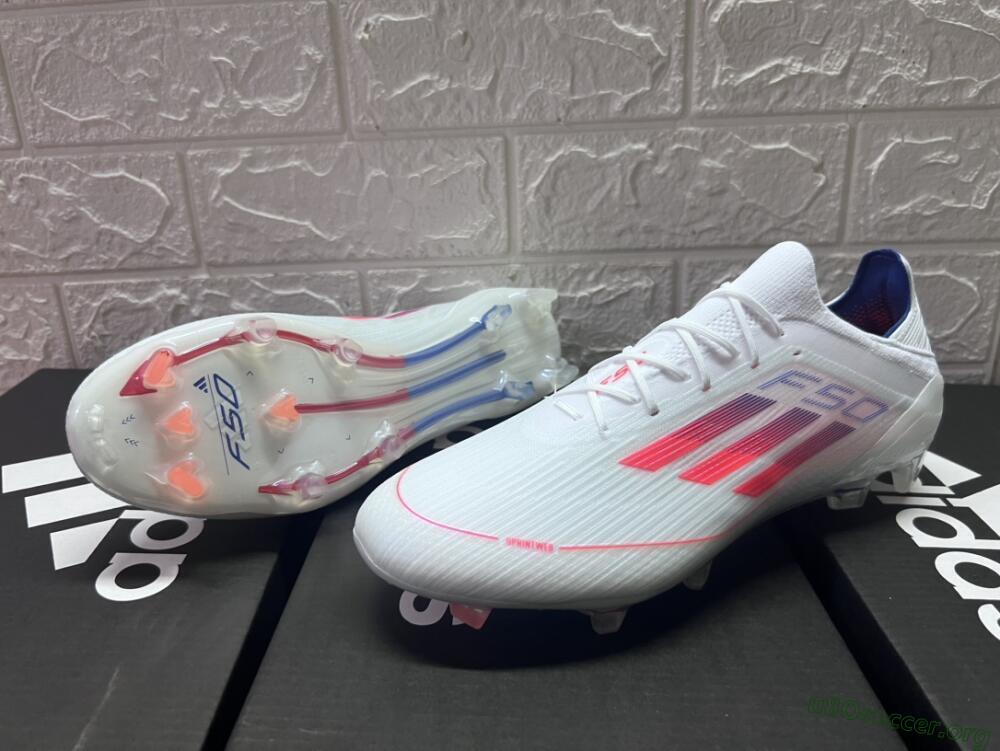 Adidas F50 Adizero FG Football Boots - White/Red/Blue