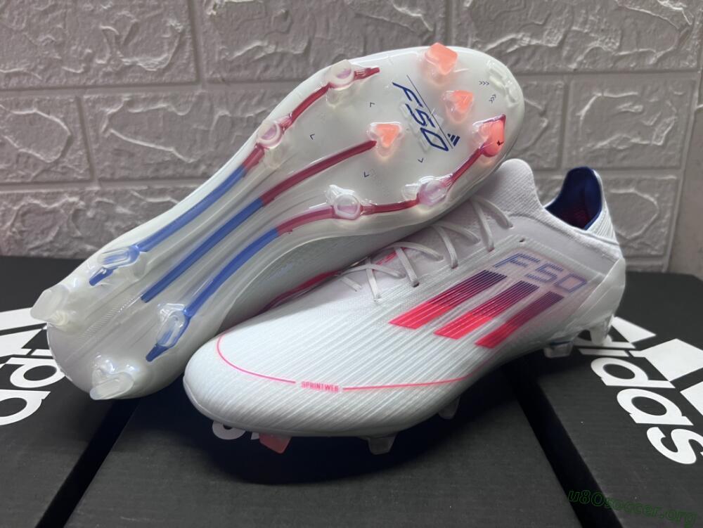 Adidas F50 Adizero FG Football Boots - White/Red/Blue