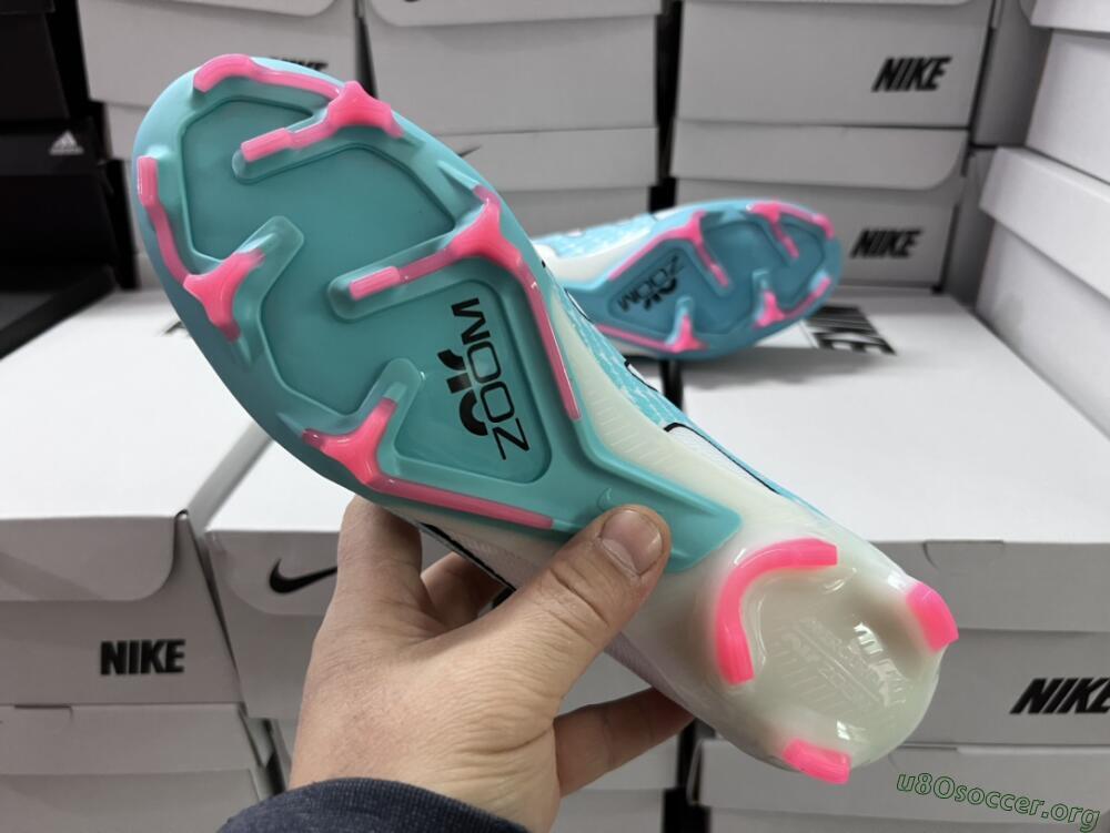 Nike Air Zoom Mercurial Vapor 15 Elite FG Football Boots - White/Blue/Pink