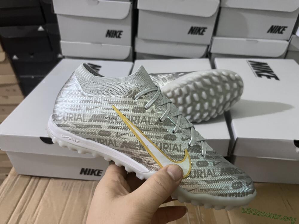 Nike Air Zoom Mercurial Vapor 15 Elite TF Football Shoes - Silver/Gold