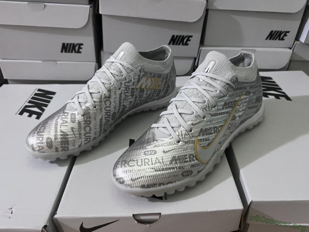 Nike Air Zoom Mercurial Vapor 15 Elite TF Football Shoes - Silver/Gold