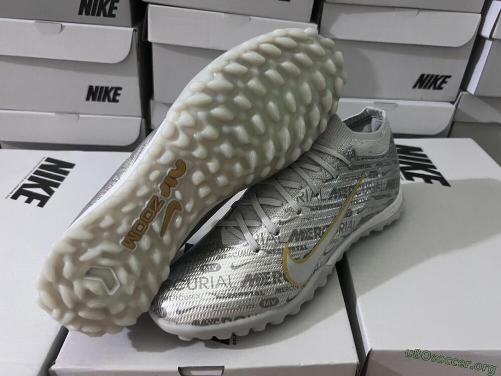 Nike Air Zoom Mercurial Vapor 15 Elite TF Football Shoes - Silver/Gold