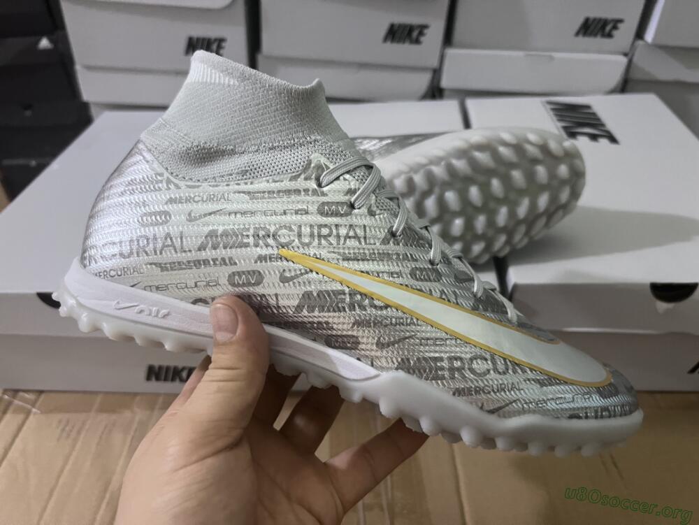 Nike Air Zoom Mercurial Superfly 9 Elite TF Football Shoes - Silver/Gold