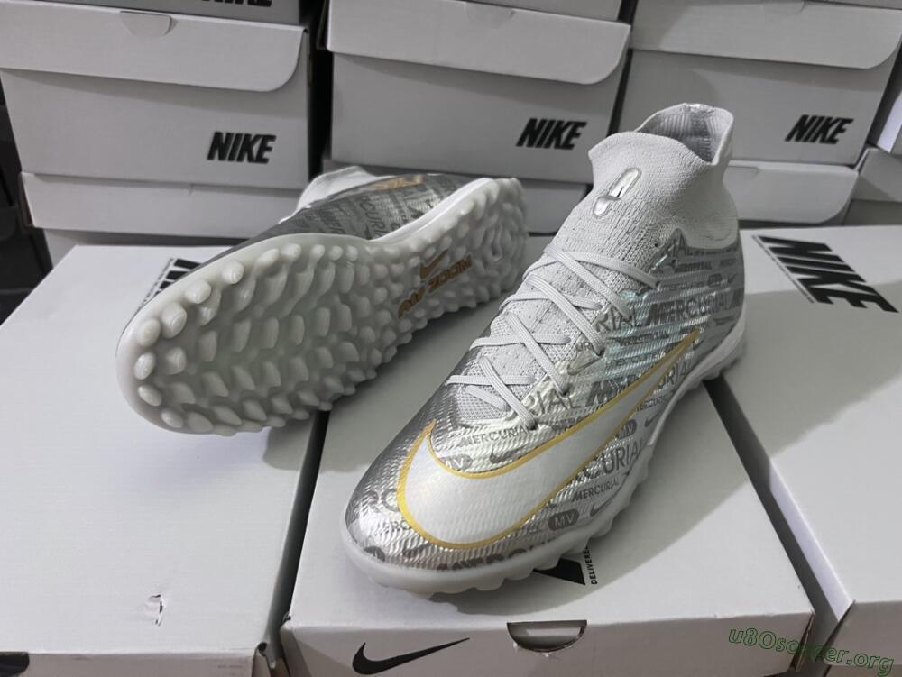 Nike Air Zoom Mercurial Superfly 9 Elite TF Football Shoes - Silver/Gold