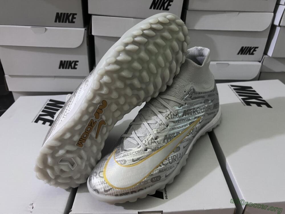 Nike Air Zoom Mercurial Superfly 9 Elite TF Football Shoes - Silver/Gold