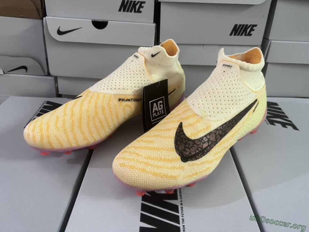Nike Phantom GX Elite DF Link Blaze Pack FG Football Boots - Citron Tint/Burgundy Crush