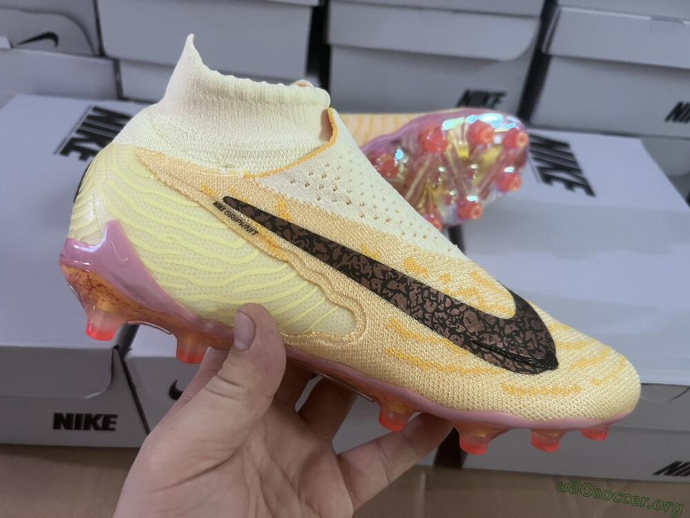 Nike Phantom GX Elite DF Link Blaze Pack FG Football Boots - Citron Tint/Burgundy Crush