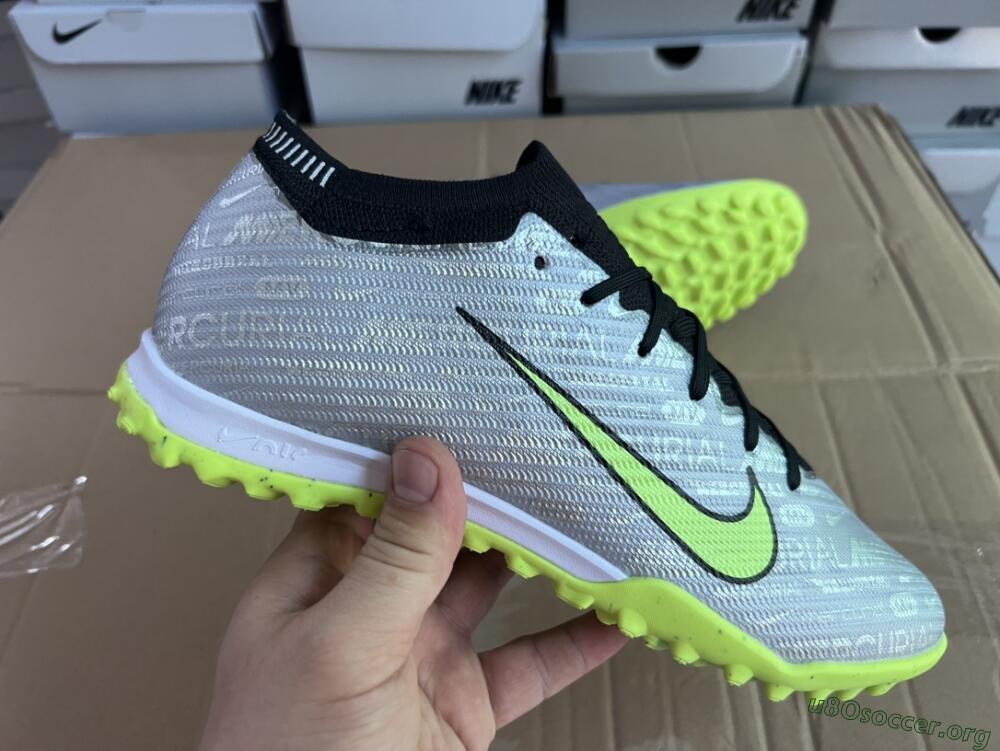 Nike Air Zoom Mercurial Vapor 15 Elite TF Football Shoes - Silver/Green/Black
