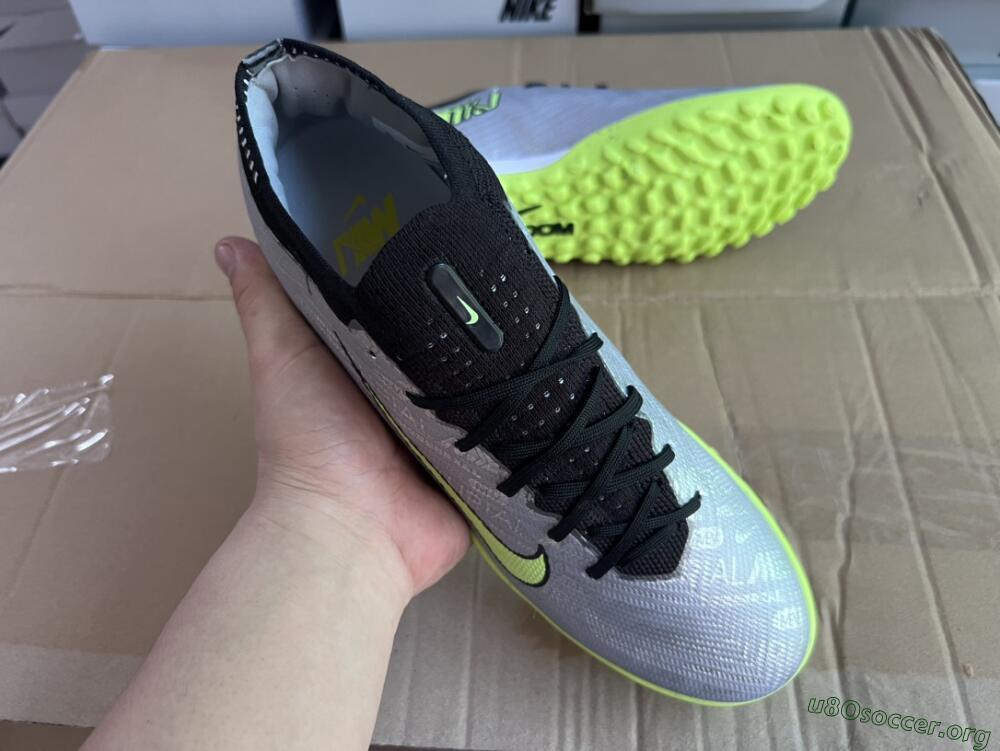 Nike Air Zoom Mercurial Vapor 15 Elite TF Football Shoes - Silver/Green/Black