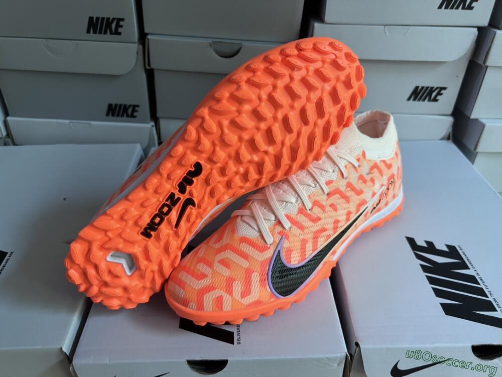 Nike Air Zoom Mercurial Vapor 15 Elite TF Football Shoes - Orange/White/Black