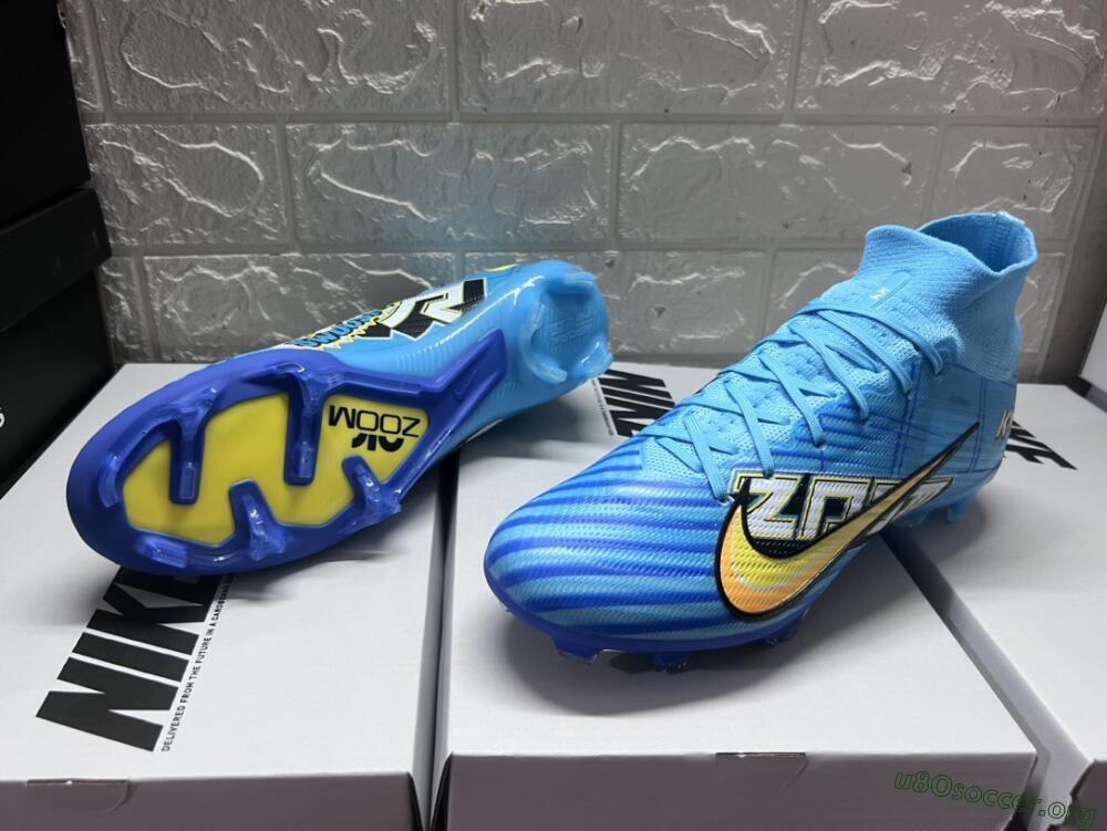 Kylian Mbappe x Nike Air Zoom Mercurial Superfly 9 Elite FG Football Boots - Blue/Yellow/Black