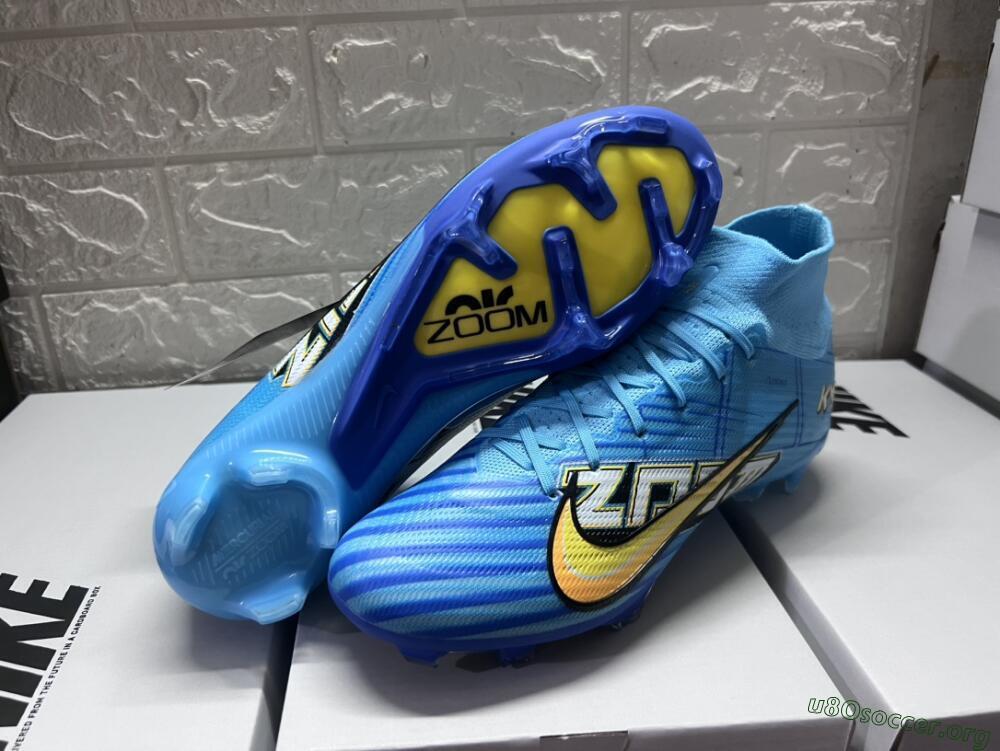 Kylian Mbappe x Nike Air Zoom Mercurial Superfly 9 Elite FG Football Boots - Blue/Yellow/Black