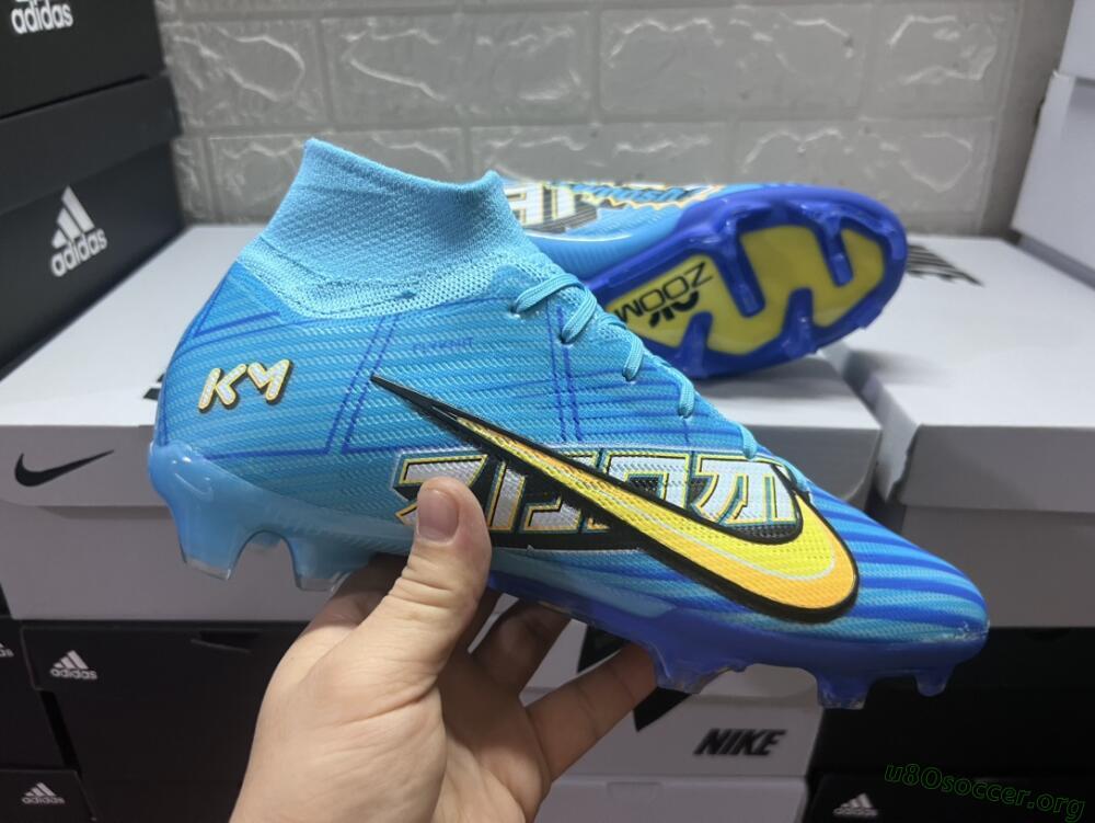 Kylian Mbappe x Nike Air Zoom Mercurial Superfly 9 Elite FG Football Boots - Blue/Yellow/Black