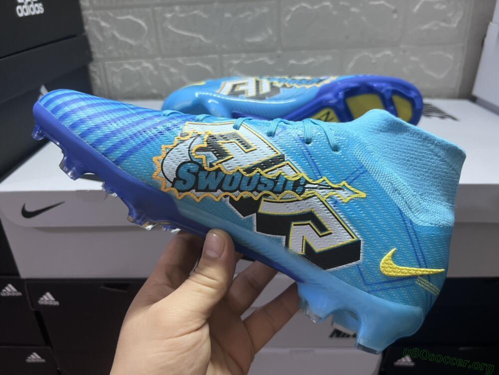 Kylian Mbappe x Nike Air Zoom Mercurial Superfly 9 Elite FG Football Boots - Blue/Yellow/Black