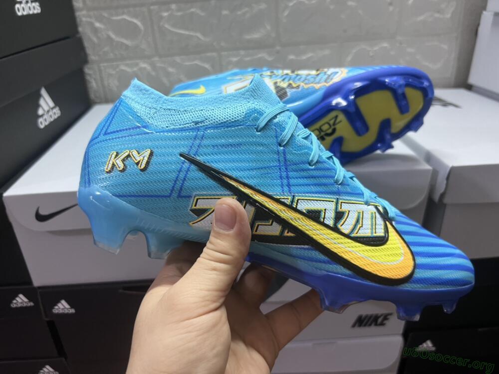 Kylian Mbappe x Nike Air Zoom Mercurial Vapor 15 Elite FG Football Boots - Blue/Yellow/Black