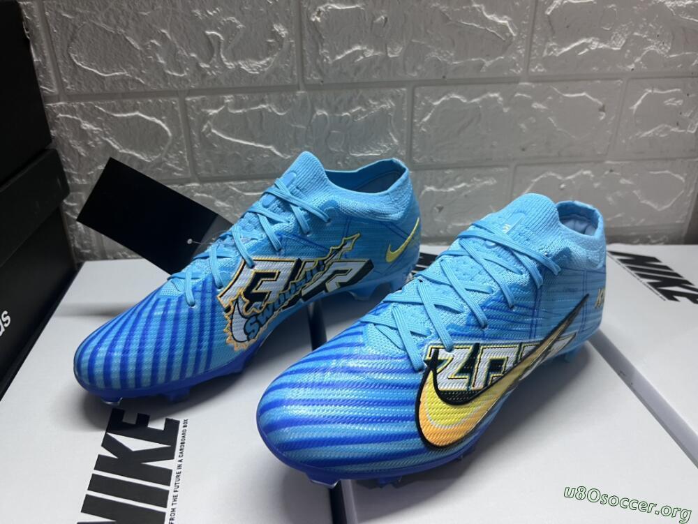 Kylian Mbappe x Nike Air Zoom Mercurial Vapor 15 Elite FG Football Boots - Blue/Yellow/Black