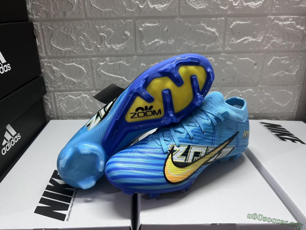 Kylian Mbappe x Nike Air Zoom Mercurial Vapor 15 Elite FG Football Boots - Blue/Yellow/Black