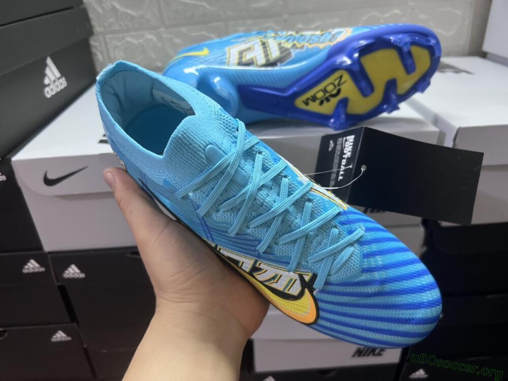 Kylian Mbappe x Nike Air Zoom Mercurial Vapor 15 Elite FG Football Boots - Blue/Yellow/Black