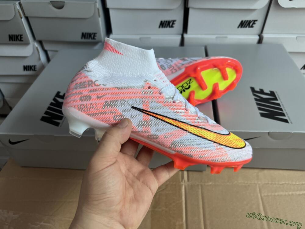 Nike Air Zoom Mercurial Superfly 9 Elite FG Football Boots - White/Orange/Sliver