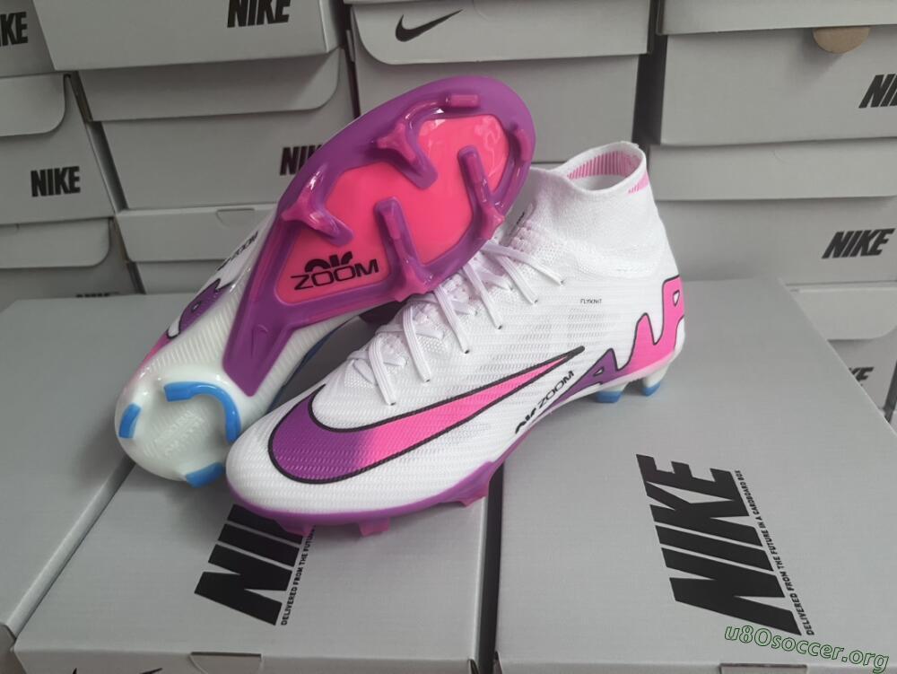 Nike Air Zoom Mercurial Superfly 9 Elite FG Football Boots - White/Pink/Purple