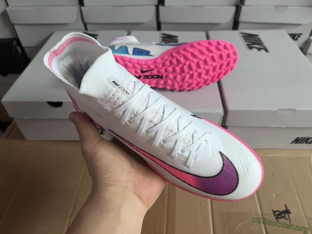 Nike Mercurial Superfly 9 Elite TF Football Shoes - White/Pink