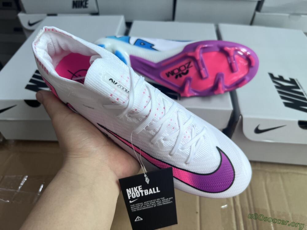 Nike Air Zoom Mercurial Vapor 15 Elite FG Football Boots - White/Pink/Purple