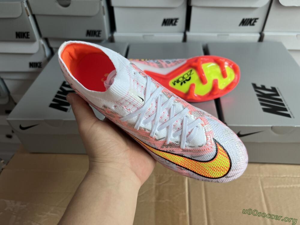 Nike Air Zoom Mercurial Vapor 15 Elite FG Football Boots - White/Orange/Sliver