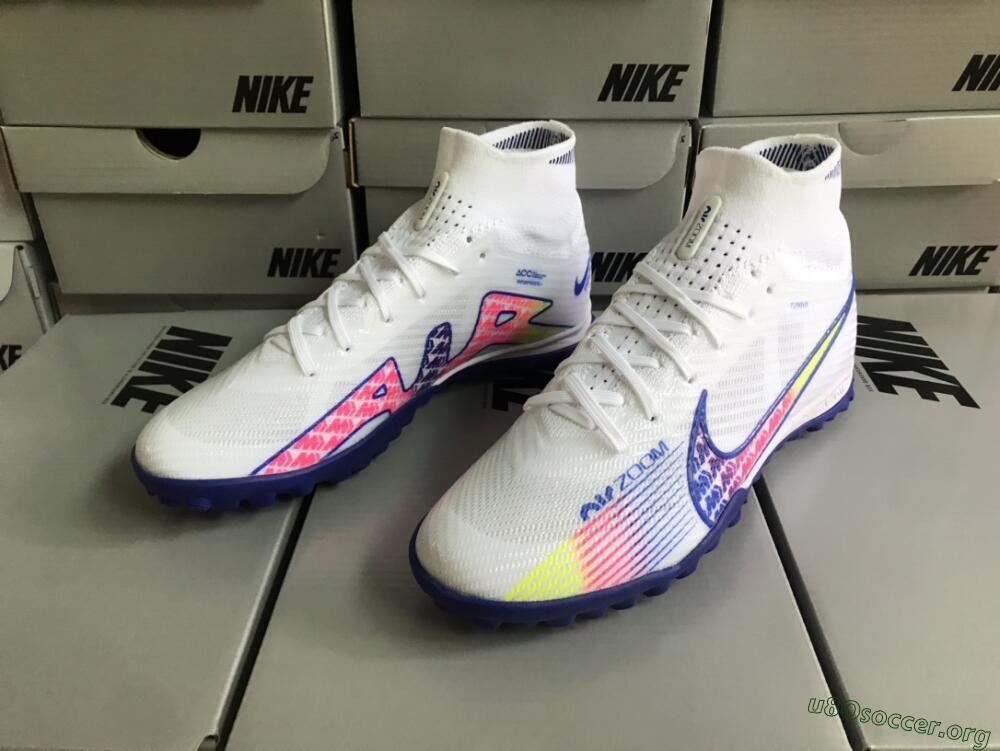 Nike Air Zoom Mercurial Superfly 9 Elite TF Football Shoes - White/Blue/Pink