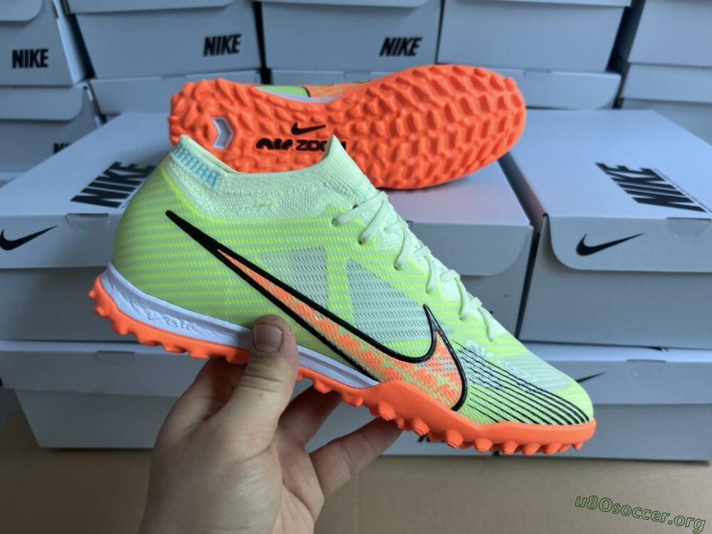 Nike Air Zoom Mercurial Vapor 15 Elite TF Football Shoes - Green/Black/Orange