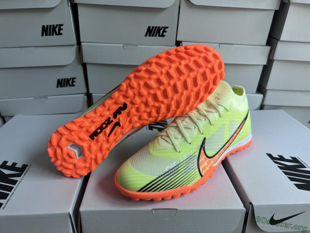 Nike Air Zoom Mercurial Vapor 15 Elite TF Football Shoes - Green/Black/Orange