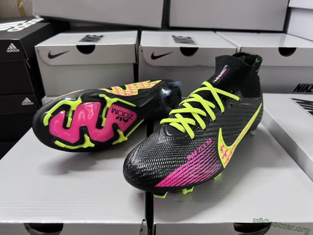 Nike Air Zoom Mercurial Superfly 9 Elite FG Football Boots - Black/Yellow/Pink