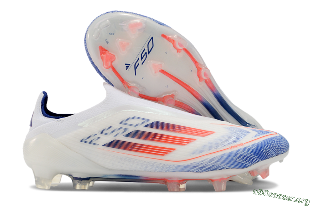 Adidas F50 Elite Laceless FG Football Boots - Blue/Red/Beige 2