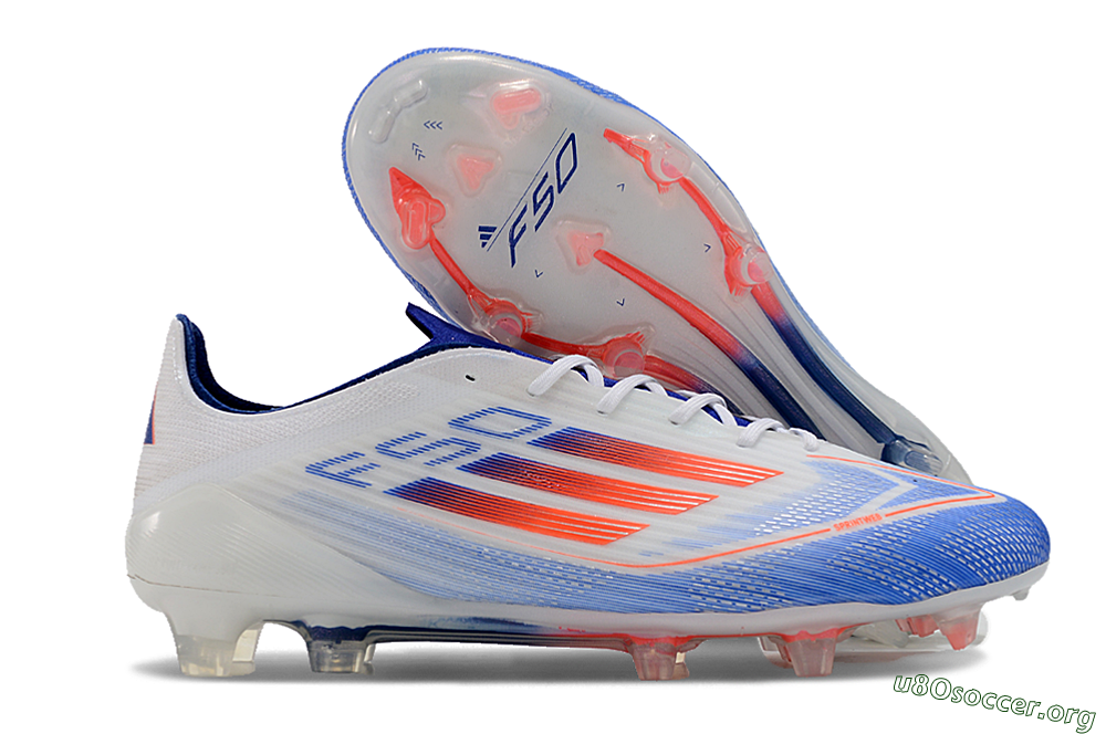 Adidas F50 Adizero FG Football Boots - White/Blue/Pink 2