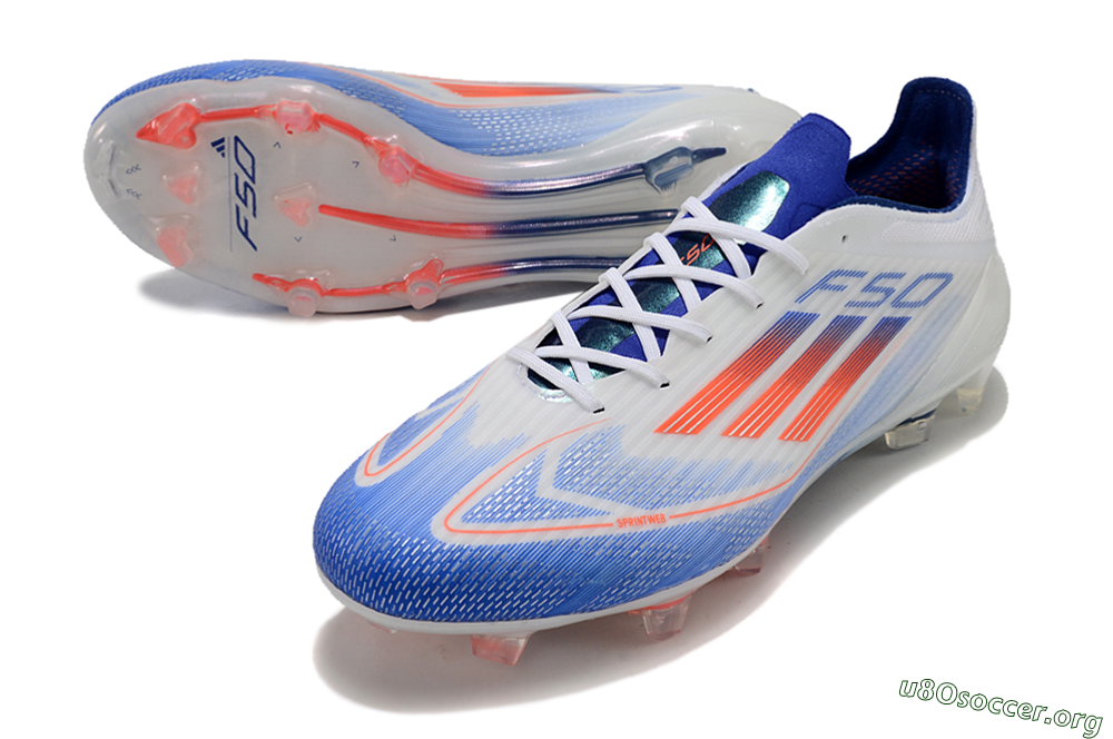 Adidas F50 Adizero FG Football Boots - White/Blue/Pink 0