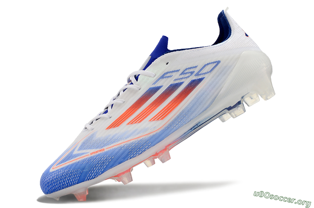 Adidas F50 Adizero FG Football Boots - White/Blue/Pink 4