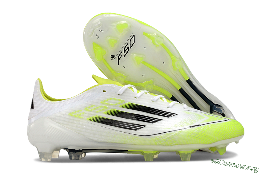 Adidas F50 Adizero FG Football Boots - White/Yellow/Black 2
