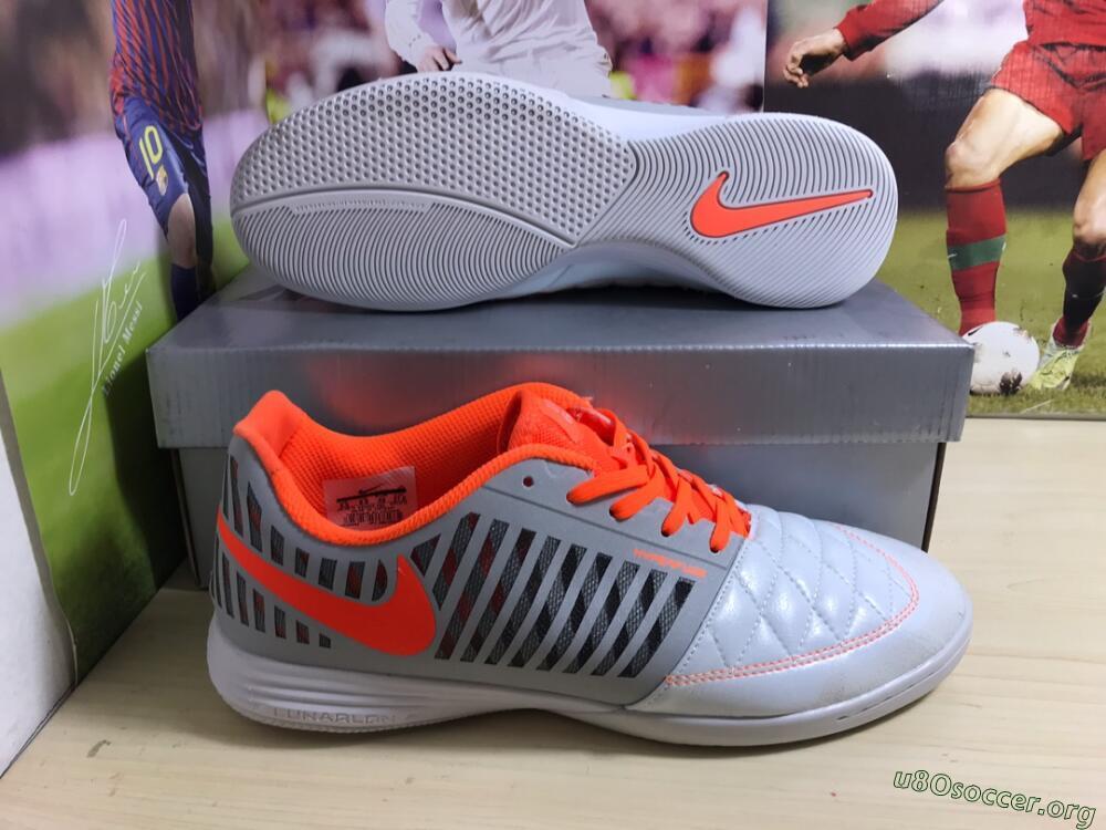 Nike Lunar Gato 2 IC Football Shoes - White/Grey/Orange