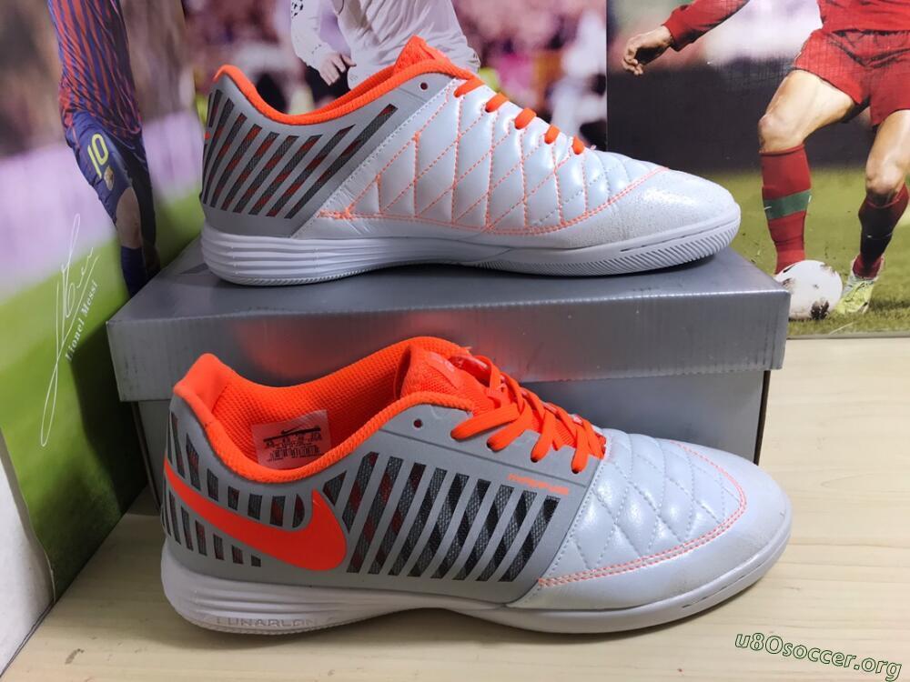 Nike Lunar Gato 2 IC Football Shoes - White/Grey/Orange