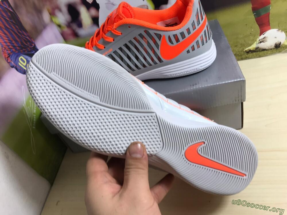 Nike Lunar Gato 2 IC Football Shoes - White/Grey/Orange