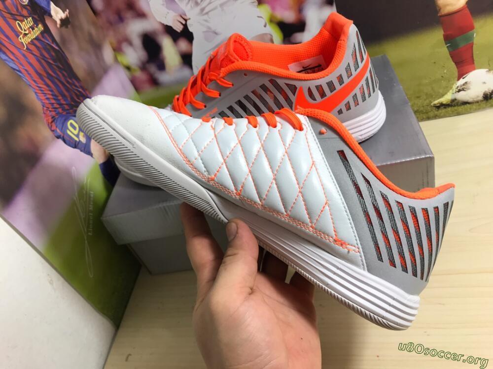 Nike Lunar Gato 2 IC Football Shoes - White/Grey/Orange