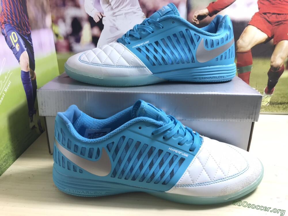 Nike Lunar Gato 2 IC Football Shoes - White/Blue/Silver
