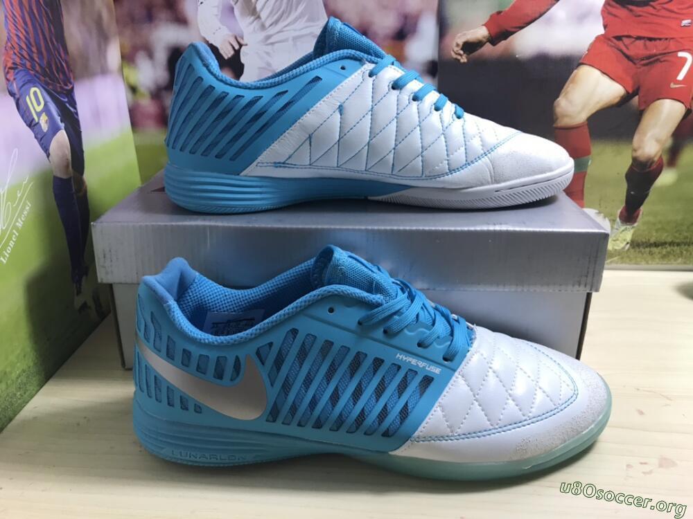 Nike Lunar Gato 2 IC Football Shoes - White/Blue/Silver