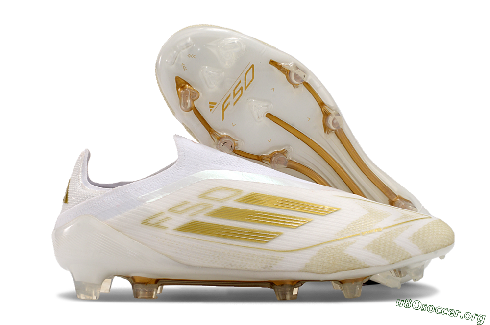 Adidas F50 Elite Laceless FG Football Boots - White/Gold 2