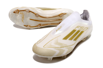 Adidas F50 Elite Laceless FG Football Boots - White/Gold