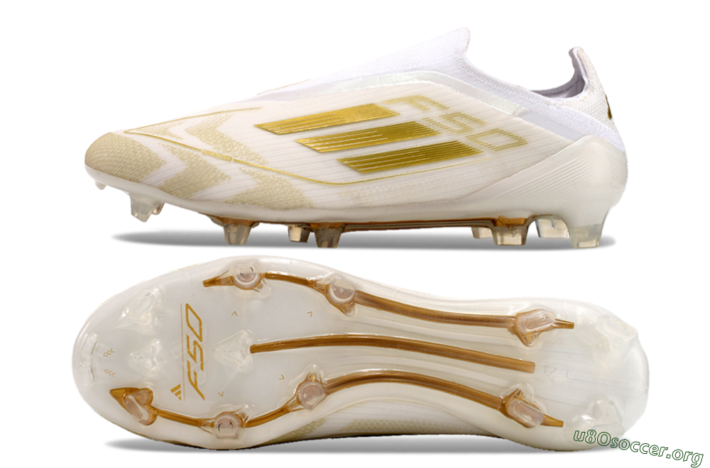 Adidas F50 Elite Laceless FG Football Boots - White/Gold 1