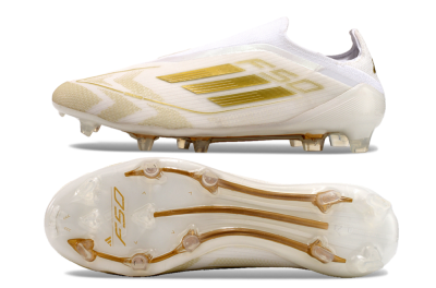 Adidas F50 Elite Laceless FG Football Boots - White/Gold