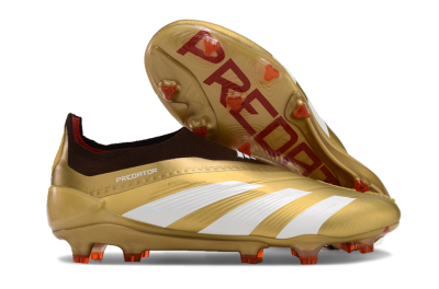 Adidas Predator 24 Elite Laceless FG Football Boots - Gold/White/Brown