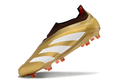 Adidas Predator 24 Elite Laceless FG Football Boots - Gold/White/Brown