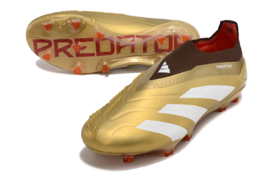 Adidas Predator 24 Elite Laceless FG Football Boots - Gold/White/Brown