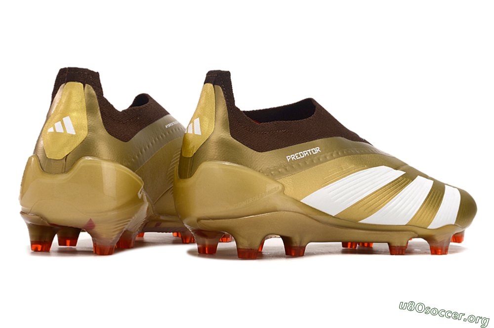 Adidas Predator 24 Elite Laceless FG Football Boots - Gold/White/Brown 6